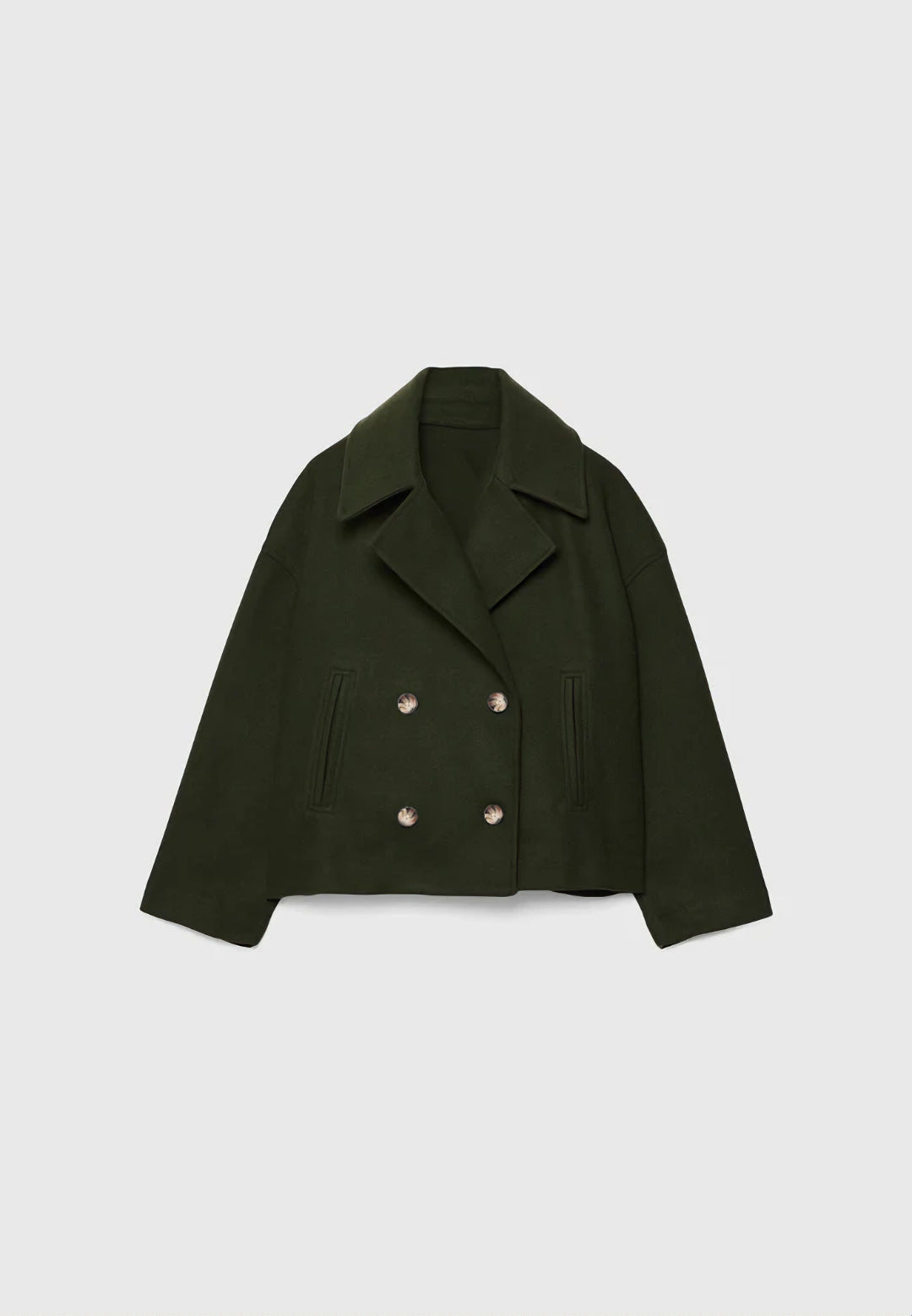 Lapel double-breasted short coat