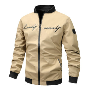 Men's Regular Fit Letter Embroidered Zip-Up Pilot Jacket