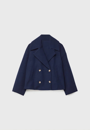 Lapel double-breasted short coat