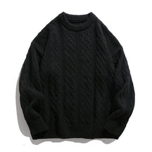Solid-color round-neck striped knitted sweater
