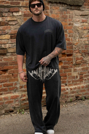 The "Necromancer" Gothic-Print Baggy Sweatpants
