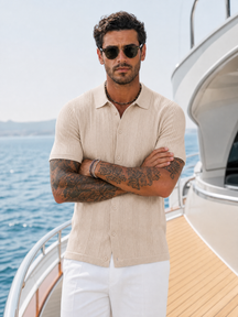 The "Riviera" Textured Polo | Ice-Silk Breathable Knit