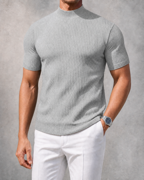 THE "MILAN" RIBBED MOCK-NECK TEE | ULTRA-SOFT KNIT & SLIM FIT