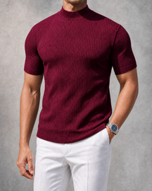 THE "MILAN" RIBBED MOCK-NECK TEE | ULTRA-SOFT KNIT & SLIM FIT