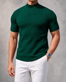THE "MILAN" RIBBED MOCK-NECK TEE | ULTRA-SOFT KNIT & SLIM FIT