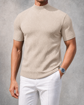 THE "MILAN" RIBBED MOCK-NECK TEE | ULTRA-SOFT KNIT & SLIM FIT
