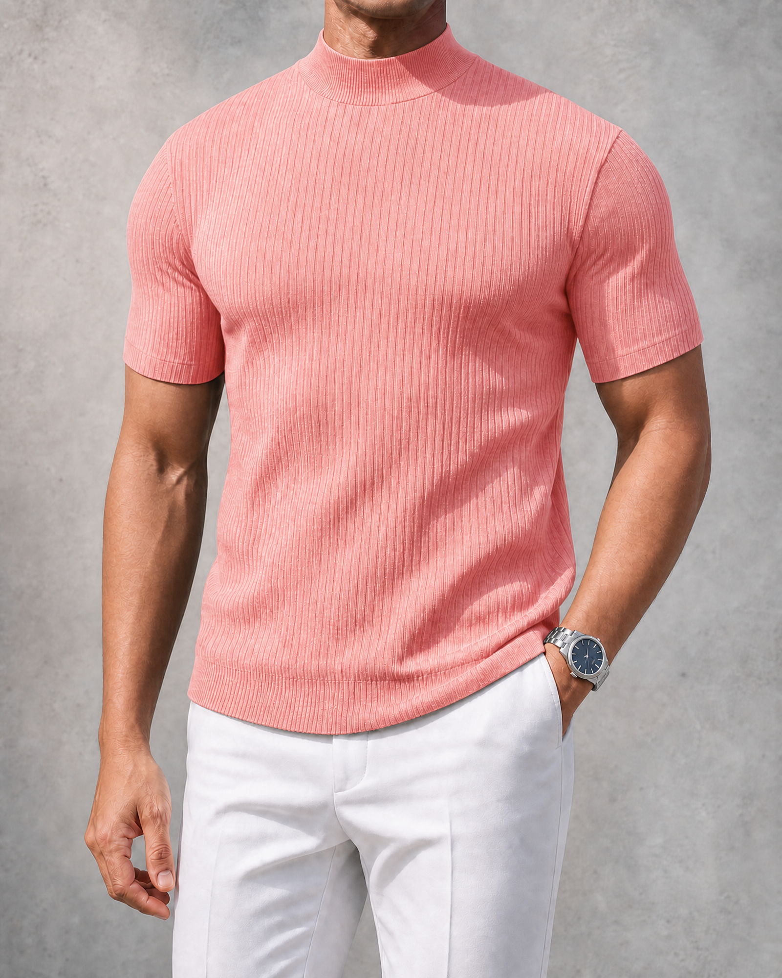 THE "MILAN" RIBBED MOCK-NECK TEE | ULTRA-SOFT KNIT & SLIM FIT