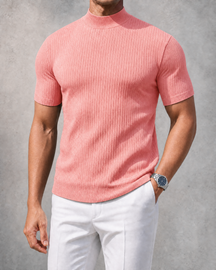 THE "MILAN" RIBBED MOCK-NECK TEE | ULTRA-SOFT KNIT & SLIM FIT
