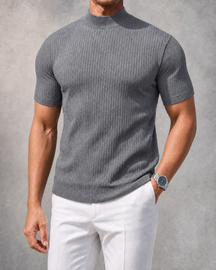 THE "MILAN" RIBBED MOCK-NECK TEE | ULTRA-SOFT KNIT & SLIM FIT