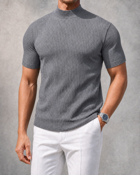 THE "MILAN" RIBBED MOCK-NECK TEE | ULTRA-SOFT KNIT & SLIM FIT