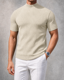 THE "MILAN" RIBBED MOCK-NECK TEE | ULTRA-SOFT KNIT & SLIM FIT