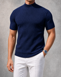 THE "MILAN" RIBBED MOCK-NECK TEE | ULTRA-SOFT KNIT & SLIM FIT
