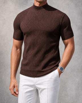 THE "MILAN" RIBBED MOCK-NECK TEE | ULTRA-SOFT KNIT & SLIM FIT