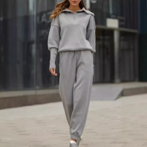 Boutique-Sports two-piece set-half zipper lapel top & jogging pants