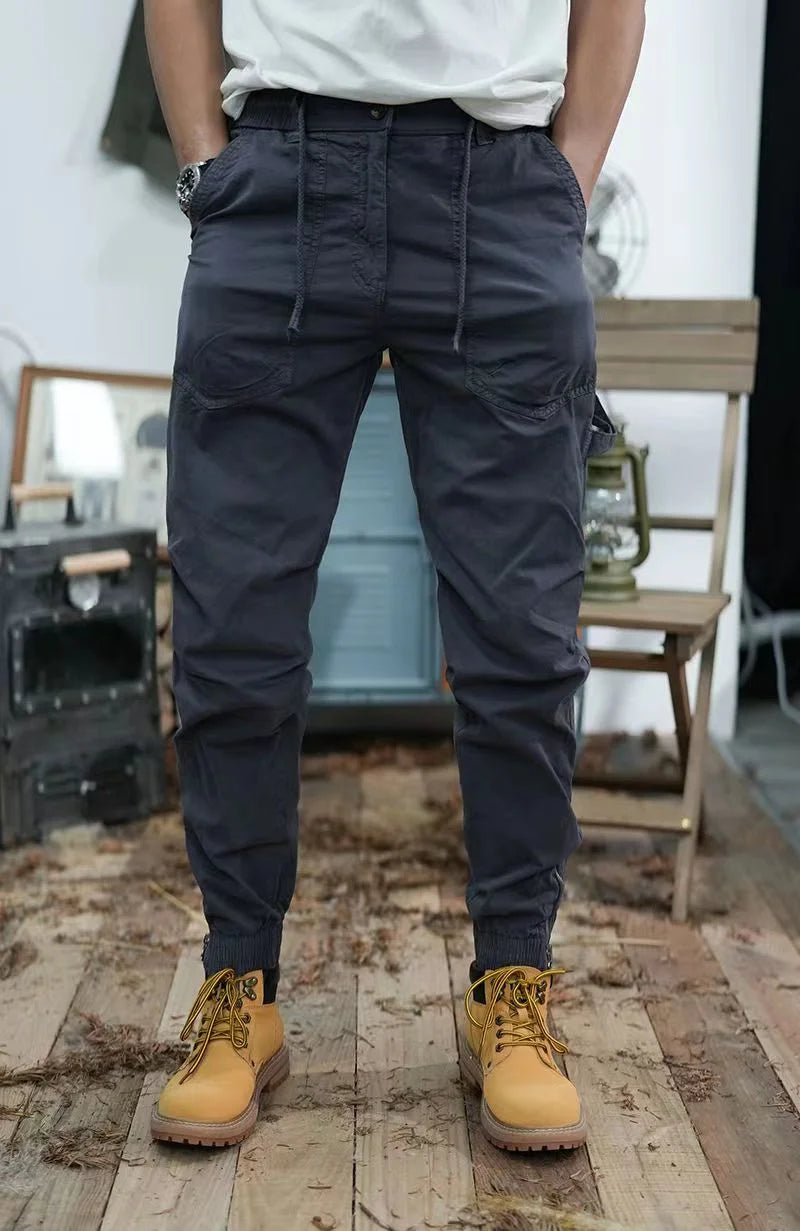 New American retro men's elastic waist leisure bunched feet cargo pants