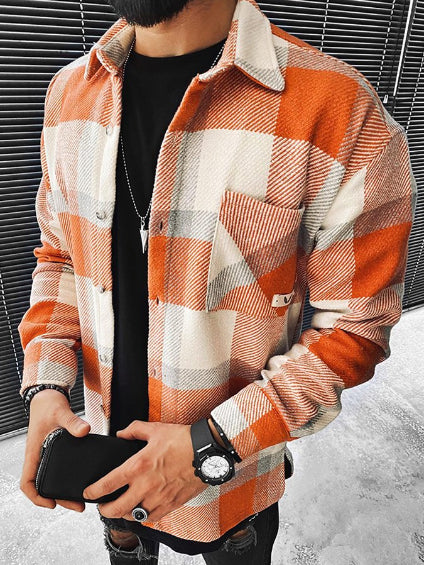 Men's Casual Check Print Flannel Jacket