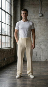 The "Lattice" Waffle-Knit Trouser | Heavyweight Comfort Straight-Leg