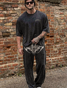 The "Necromancer" Gothic-Print Baggy Sweatpants