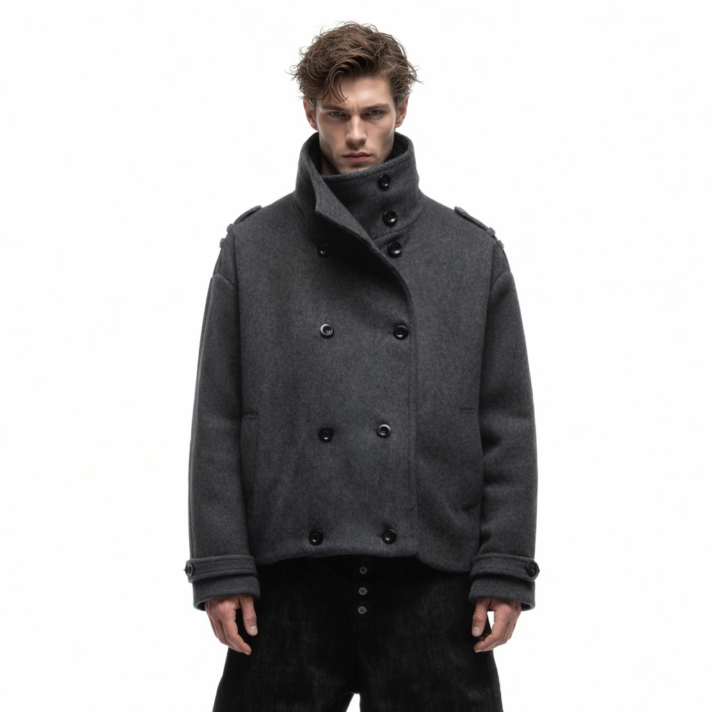 The "Brutalist" Structural Wool-Blend Jacket