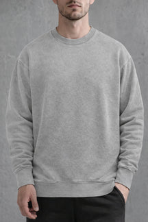The "Vanguard" Heavyweight Washed Crewneck 360G Fleece-Lined | Vintage Acid-Wash | Boxy Street Fit