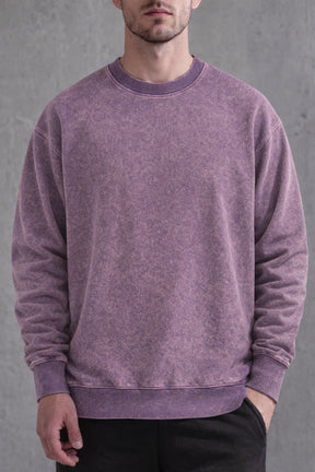 The "Vanguard" Heavyweight Washed Crewneck 360G Fleece-Lined | Vintage Acid-Wash | Boxy Street Fit
