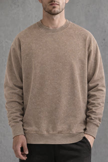 The "Vanguard" Heavyweight Washed Crewneck 360G Fleece-Lined | Vintage Acid-Wash | Boxy Street Fit