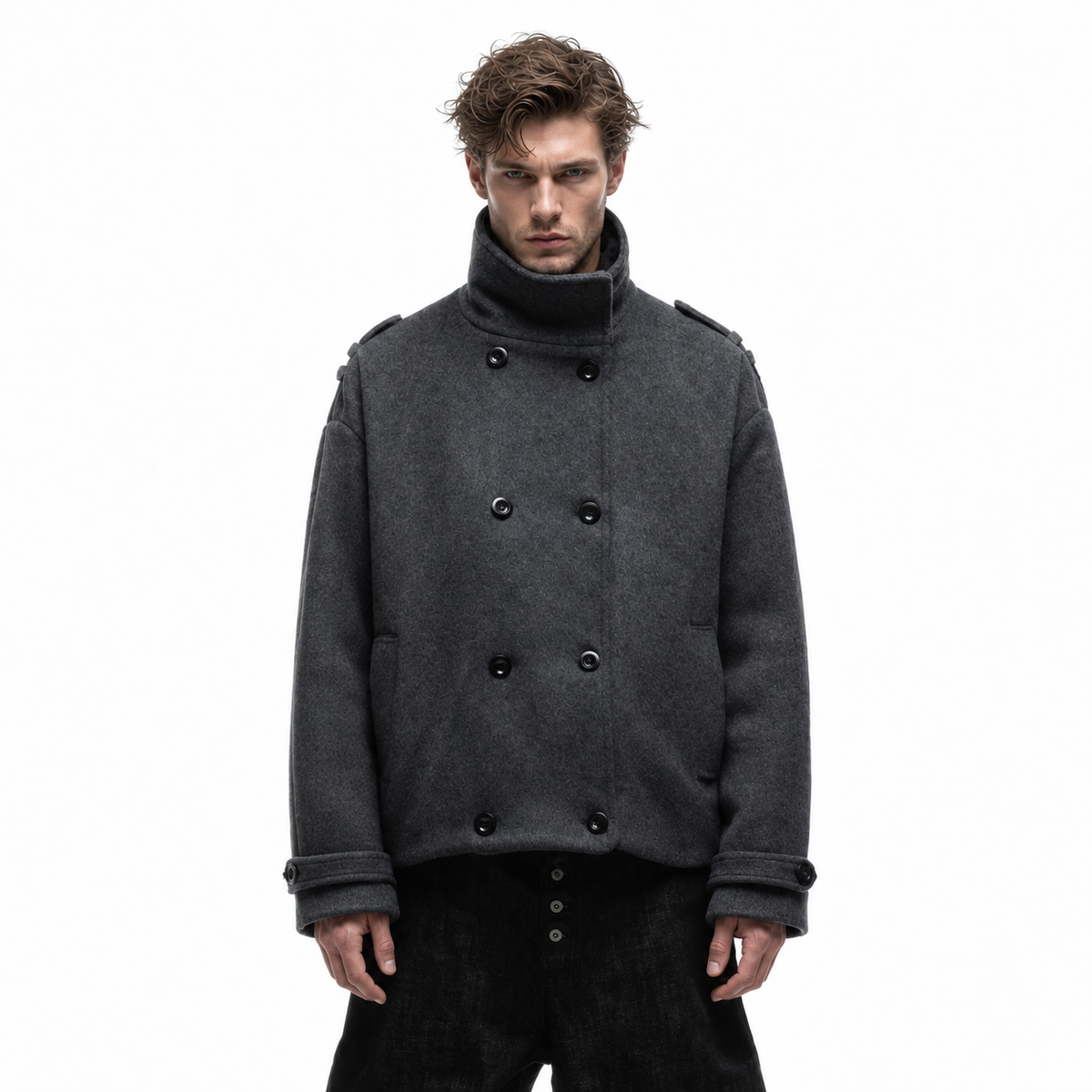 The "Brutalist" Structural Wool-Blend Jacket