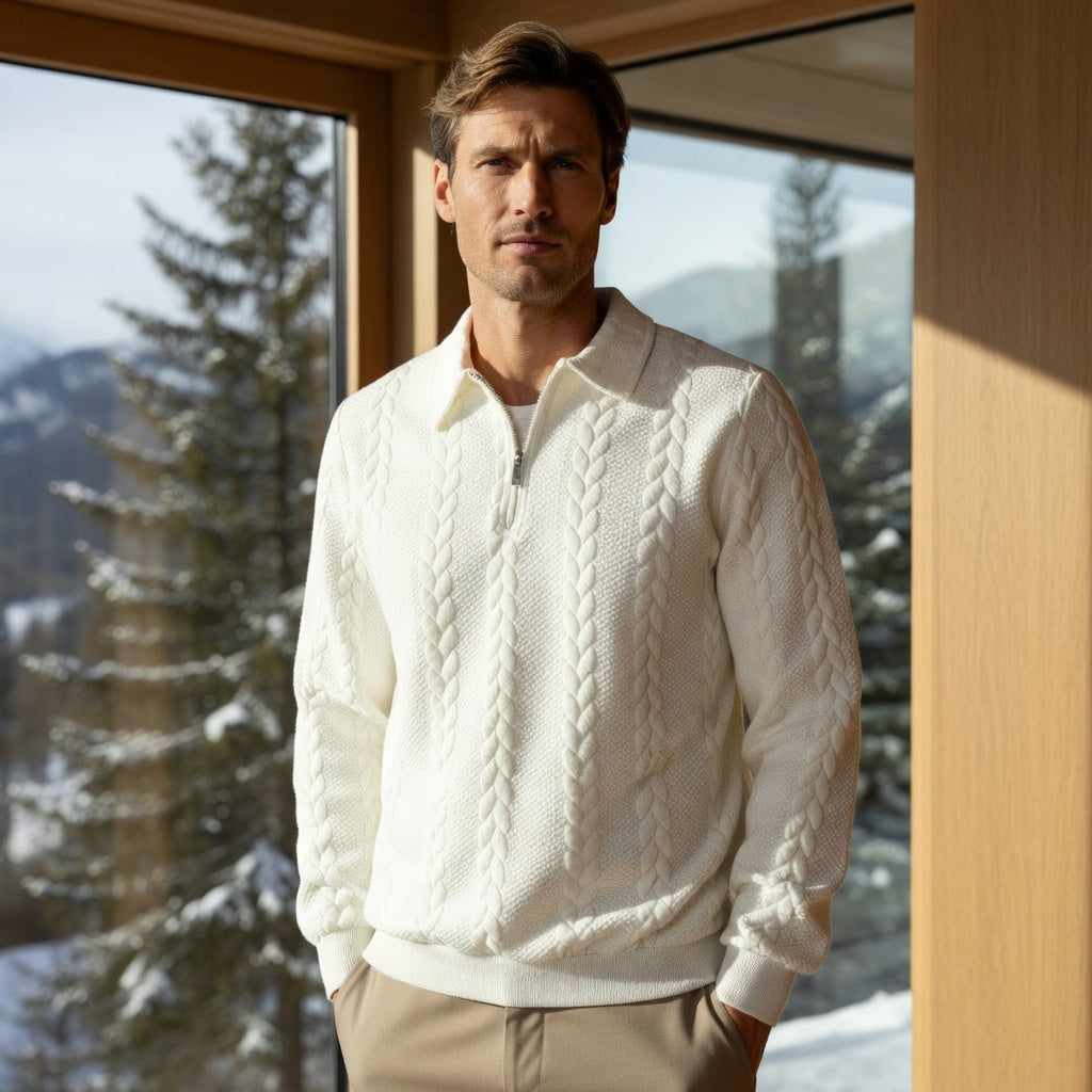 The "Aspen" Cable-Knit Half-Zip
