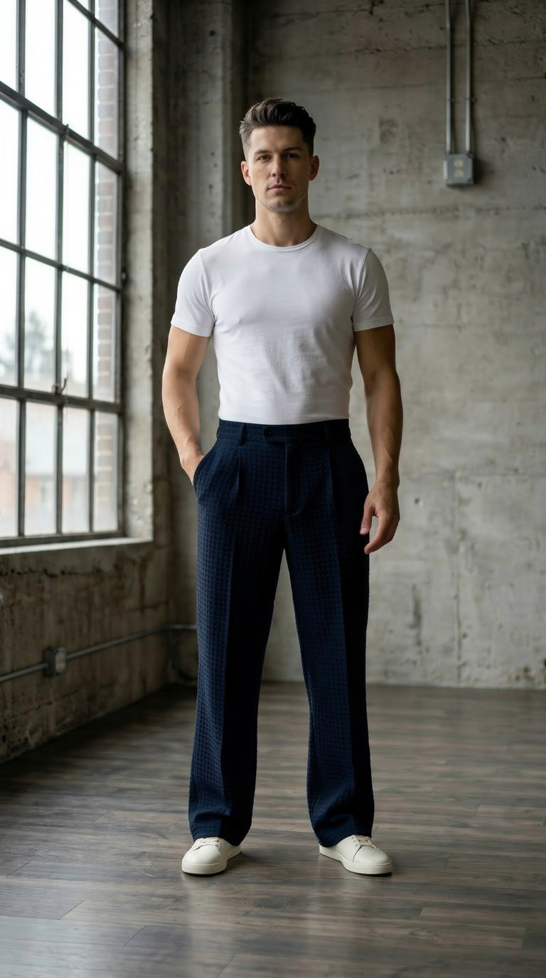 The "Lattice" Waffle-Knit Trouser | Heavyweight Comfort Straight-Leg