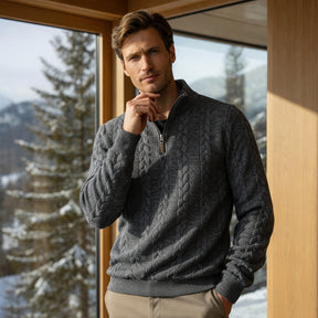 The "Aspen" Cable-Knit Half-Zip