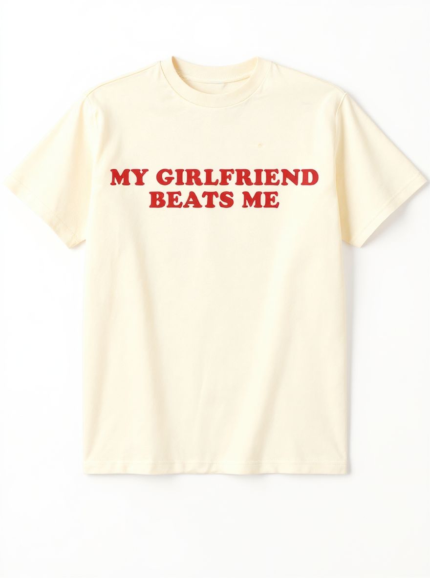 My girlfriend beats me Print Short Sleeve T-shirt