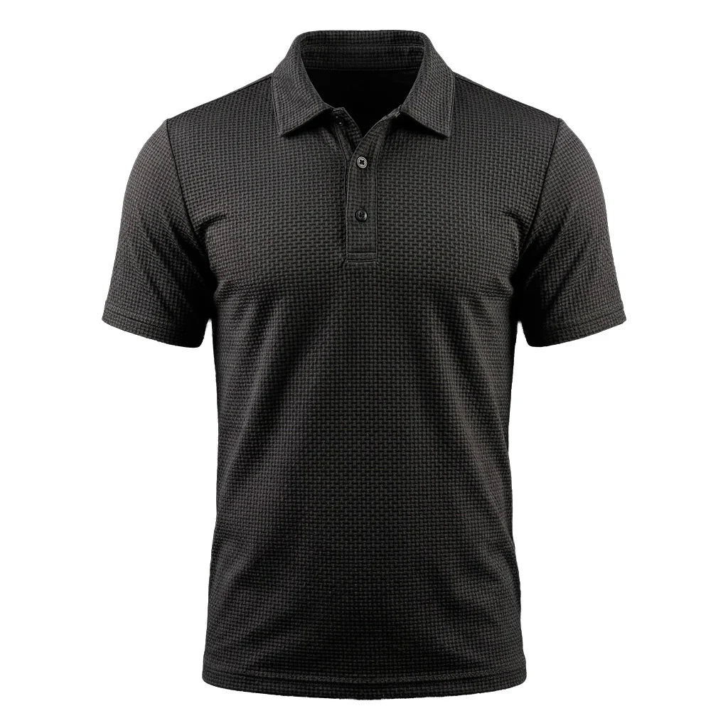 The "Riviera" Textured Knit Polo 丨Breathable Micro-Waffle Comfort