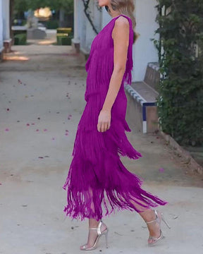 Off-Shoulder Elegant Fringe Dress