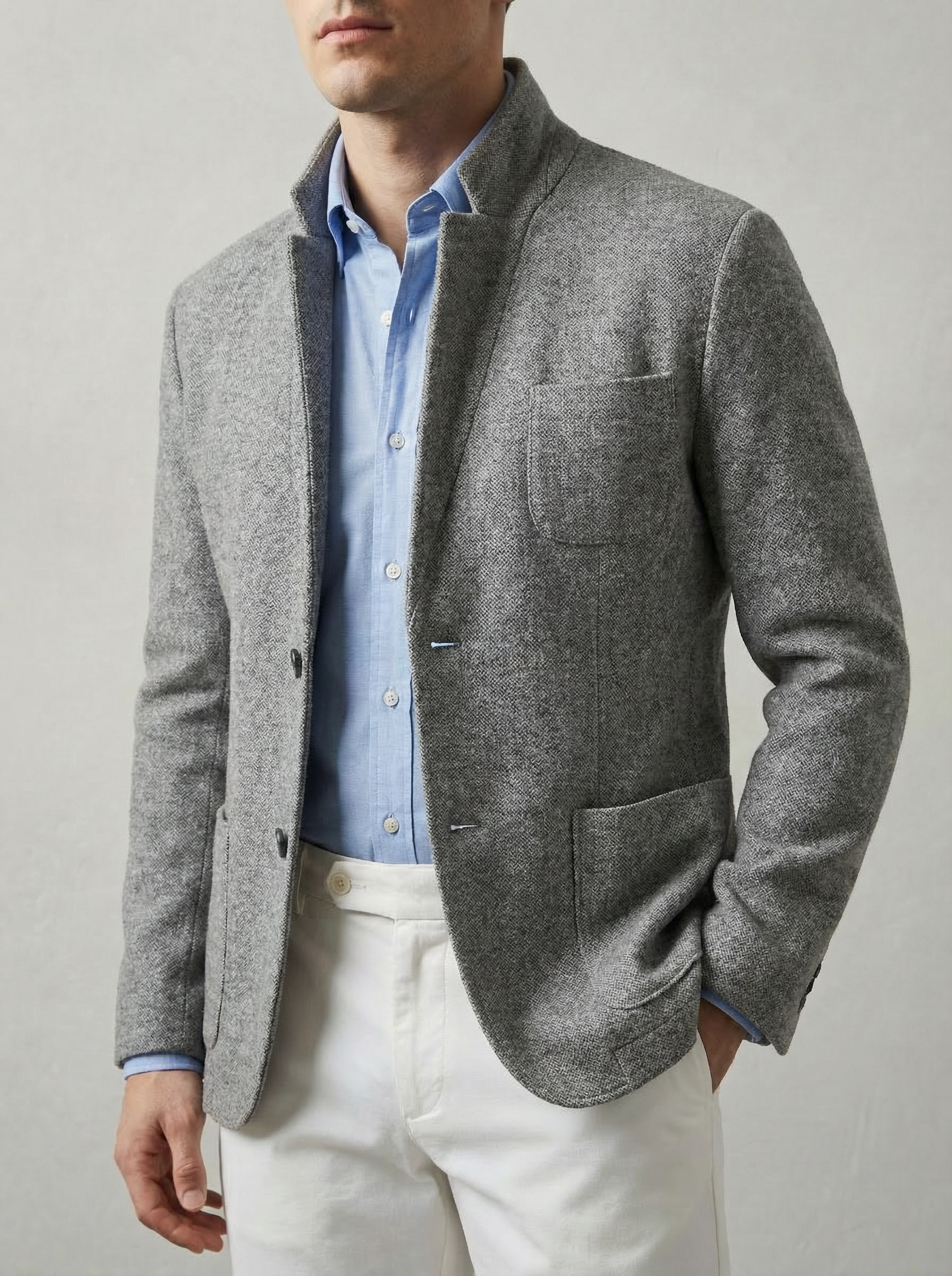 Executive Stand-Collar Blazer