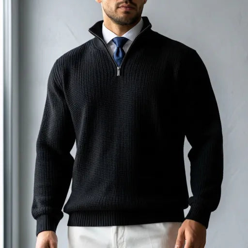 The "Summit" Quarter-Zip | Premium Heavyweight Waffle Knit