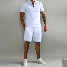 Stand-collar short sleeve casual set