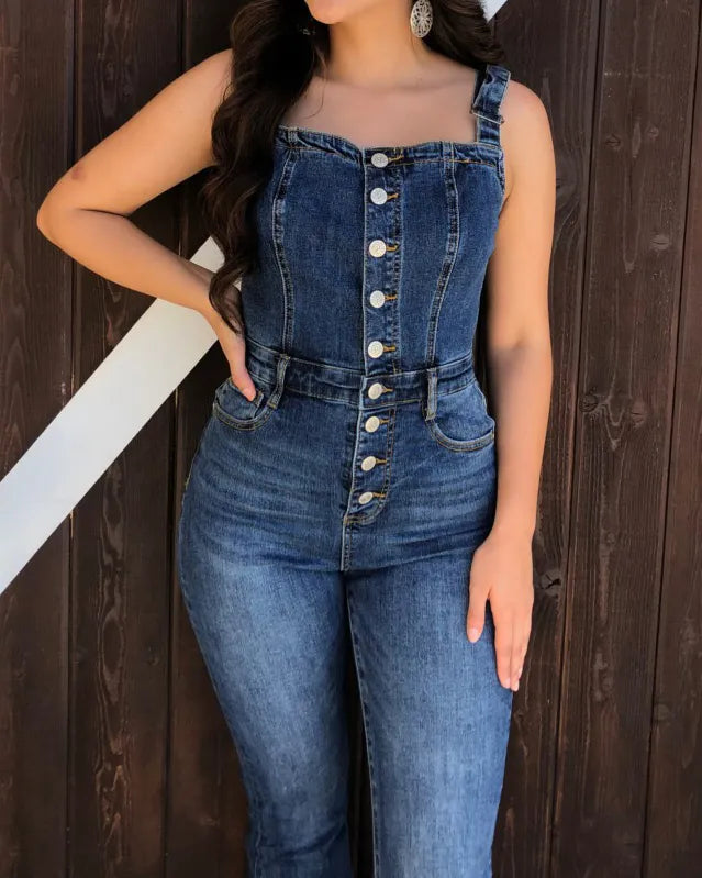 Denim Flare Jumpsuit